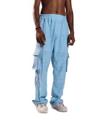 SKY BLUE KHADDAR CARGO PANTS