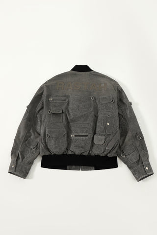 "MIDNIGHT TRAIN" LEATHER BOMBER JACKET