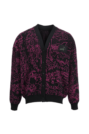 "Night script" jacquard cardigan