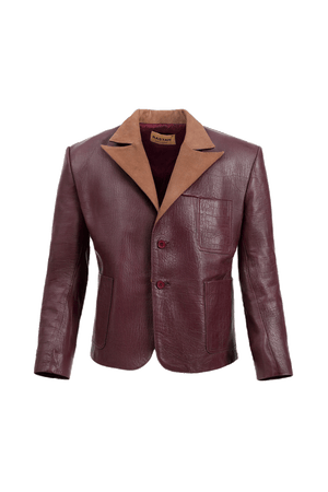 Deep maroon leather suit jacket
