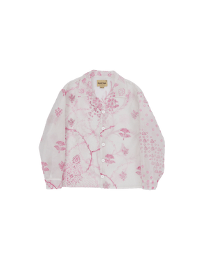 Floral organza button-down