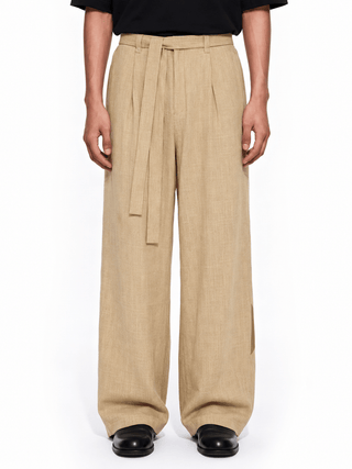 Cream Khadar Pleated Pant