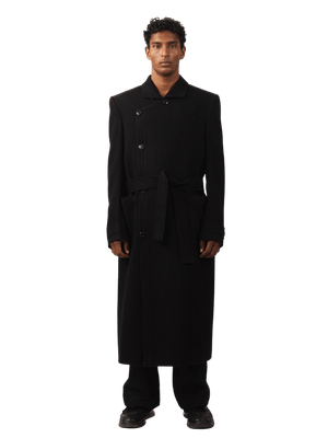 Black dobby trench coat