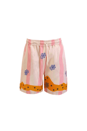 Pastel palms silk shorts