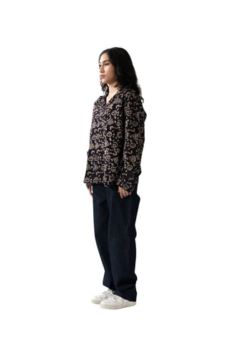 Dark Brown Ajrak Panel Shirt