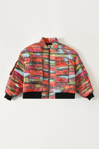 "WAVES OF LOVE" QUILTED BOMBER