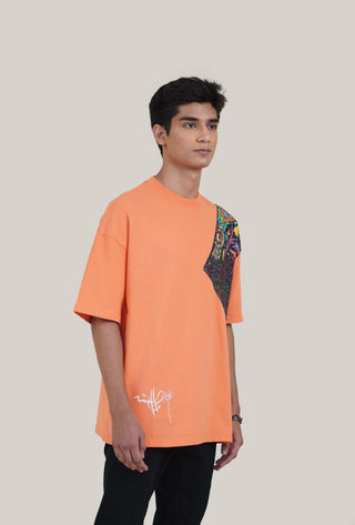 Orange "Starry Night" Patch T-shirt - Rastah