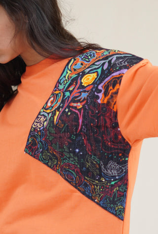 Orange "Starry Night" Patch T-shirt - Rastah