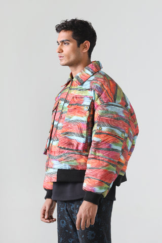 "WAVES OF LOVE" QUILTED BOMBER